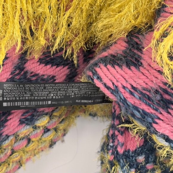 Zara Knit Colorful Fringed Sweater Multicolor Womens Size Large - Picture 4 of 14